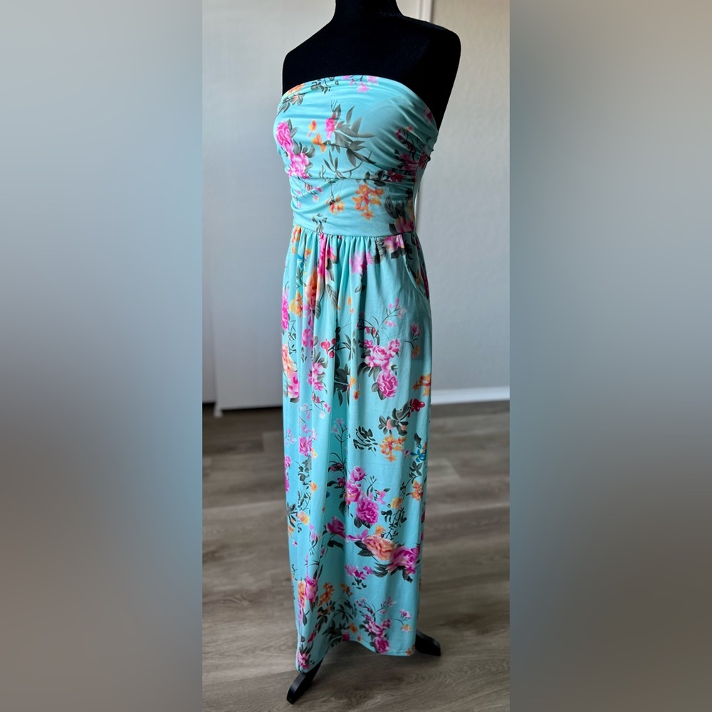 Floral Strapless Maxi Dress